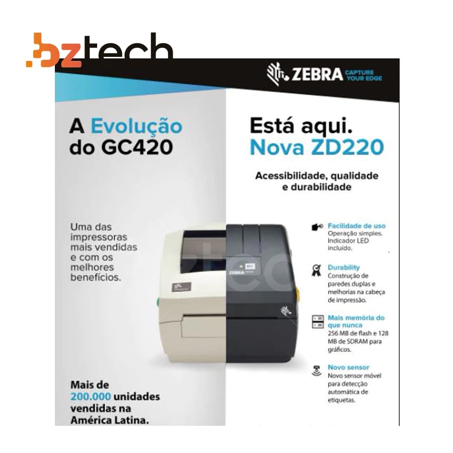 Impressora De Etiquetas Zebra Gc420t Antiga Modelo Novo Zebra Zd220 Usb Bz Tech 6666
