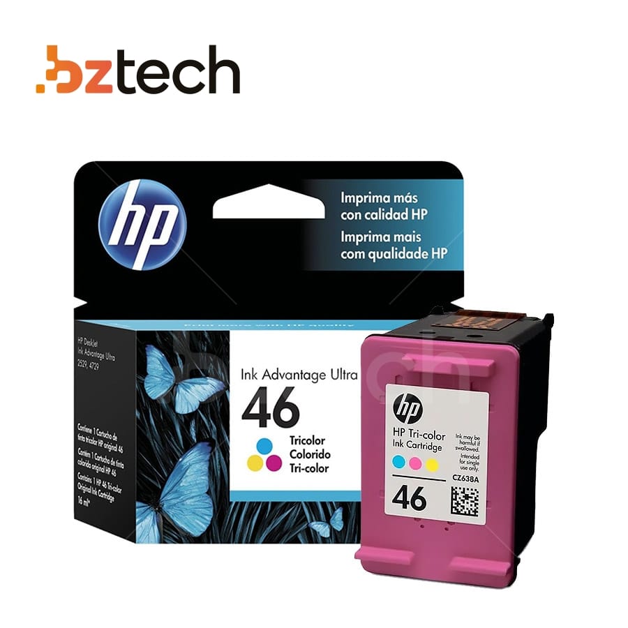 Cartucho de Tinta Original HP Colorido 46 14ml 750 impressões Bz Tech