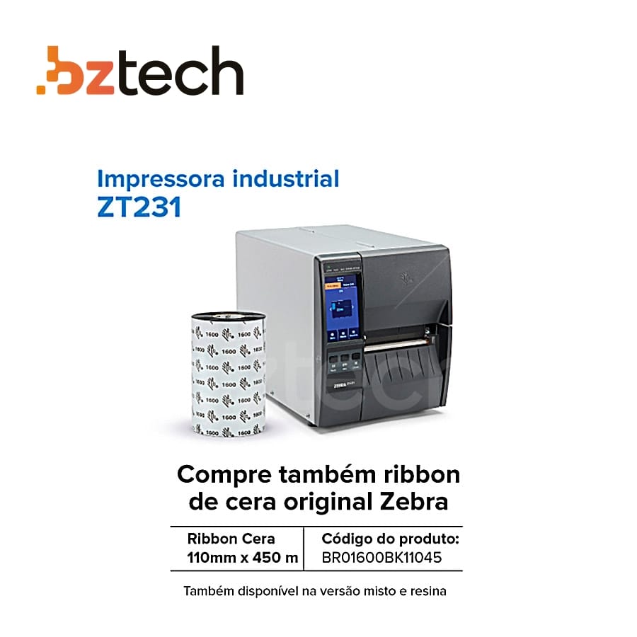 Impressora De Etiquetas Zebra Zt231 203dpi Usb Serial Bluetooth E Ethernet Bz Tech 2938